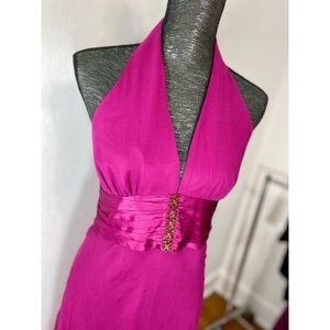 Nell Couture Calvin Halter Silk Fuschia Dress Sz 6